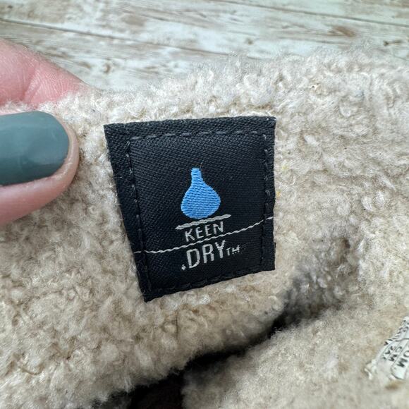 KEEN Dry Potting Soil Brown Suede Sherpa Lined Side Zip Snow Boots Girls Size 6 - Picture 8 of 9